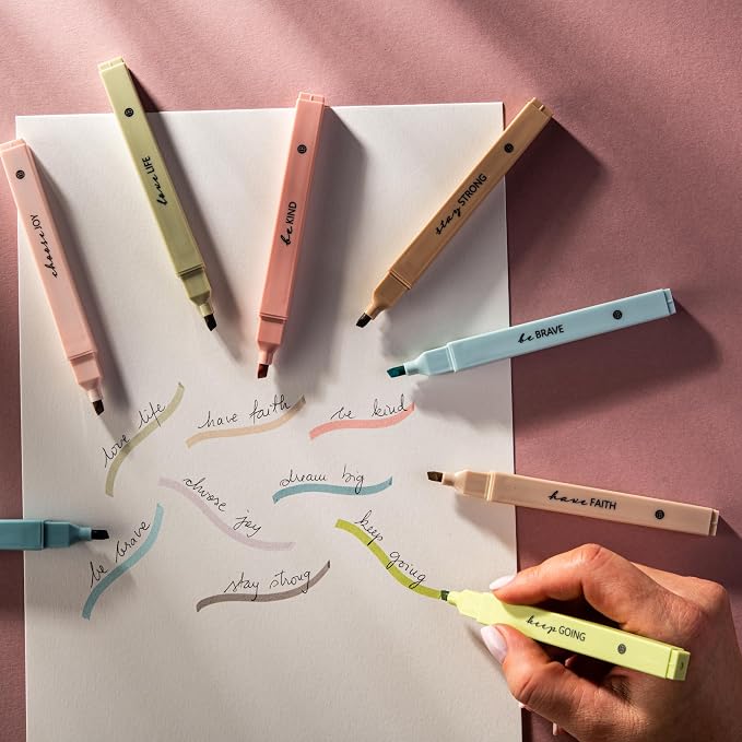 DIVERSEBEE Bible Highlighters with Soft Chisel Tip, 16 Pack Assorted Colors Pens No Bleed, Quick Dry Set, Cute Aesthetic Markers, Bible Study Journaling Supplies and Accessories (Earthy)