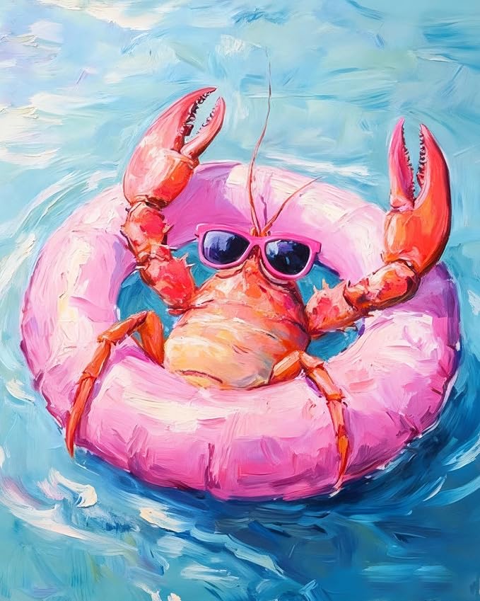 FunLynJoy Paint by Numbers for Adults Beginner, Funny Animals Paint by Numbers Funny Pet 16 x 20 Inch (Lobster)
