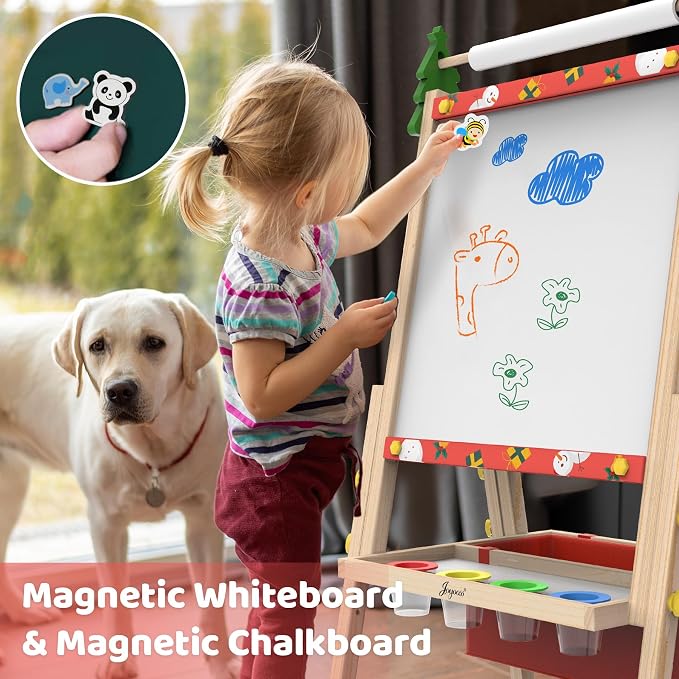 Joyooss Art Easel for Kids Easel for Toddler with Paper roll Red