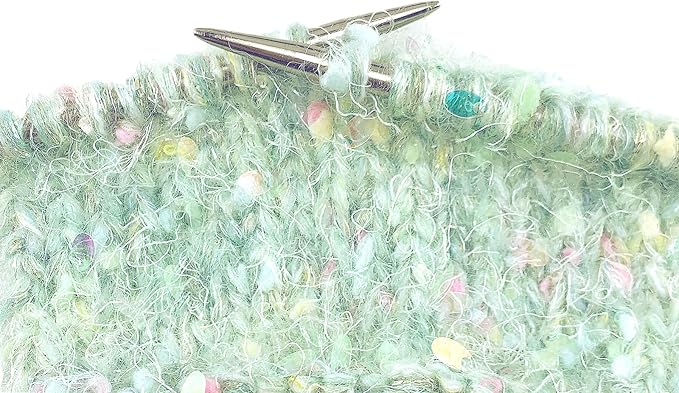 Sparkle Yarn, Acrylic Yarns for Knitting Crocheting Crafts DIY, Glitter Sequins Yarn,Set of 3 Rolls (Light Green)