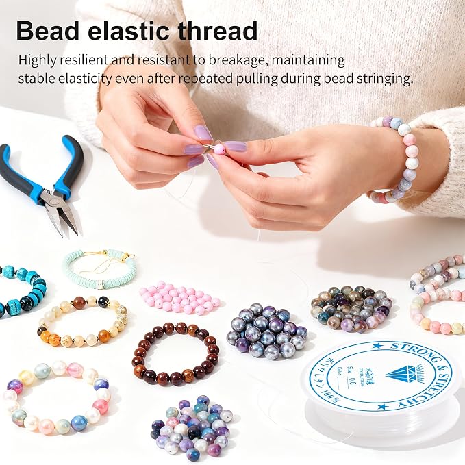 Sthmeyue Bead Baking Rack, Polymer Clay Tools, Clay Bead Drying Rack Jewelry Making Supplies（with 20 Pins & 2 Roll of Elastic Strings）