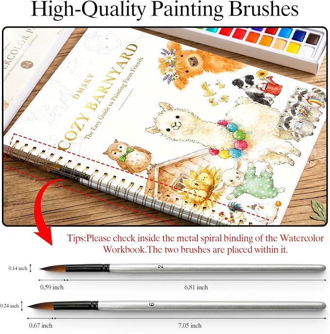 Watercolor Workbook for Beginners,18 Whimsical Farm Animal Water Coloring Book,Relaxing & Easy to Paint Water Coloring Book with 24 Colors-Perfect for Gifting to Creativity & Joy for Adults