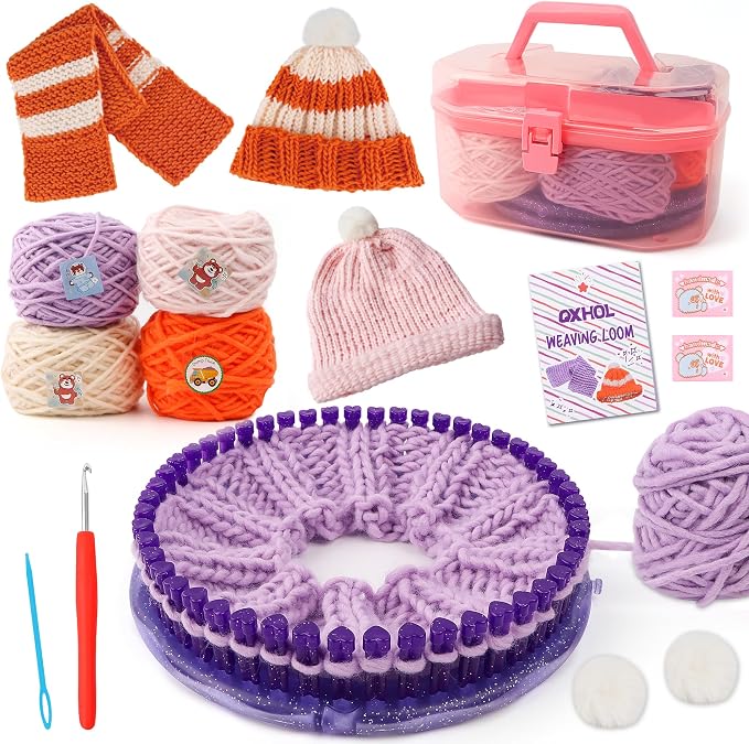 QXHOL Knit Hat Scarf Knitting Loom Kit - DIY Craft Kit for Beginners