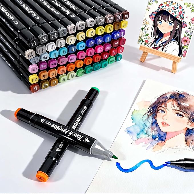 168 Colors Alcohol Markers Set, Dual Brush Tip Art Coloring Markers for Adult Drawing, Permanent Alcohol Based Colored Sketch Pens Art Supplies Gifts for Illustration