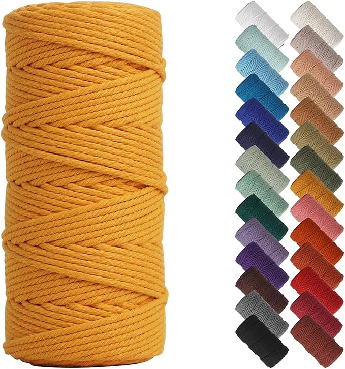 NOANTA Bright Orange Macrame Cord 3mm x 109yards, Cotton Rope Macrame Yarn | Macrame Rope Supplies, 3 Strand Twisted Cotton Yarn String, Cotton Cord for Wall Hanging, Plant Hangers, Crafts, Knitting