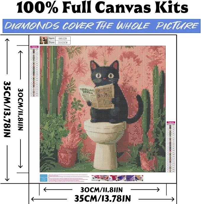 XSJDBYYQ Reading Black Cat Diamond Art Kits for Adults, 5D Diamond Painting