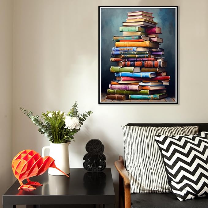 Ausanrl Paint by Numbers Framed Canvas with Wooden Easel-Books Paint by Number Adult,Paint by Number with Frame,Canvas Paint by Numbers for Adults,Gifts and Home Wall Decor 12x16inch