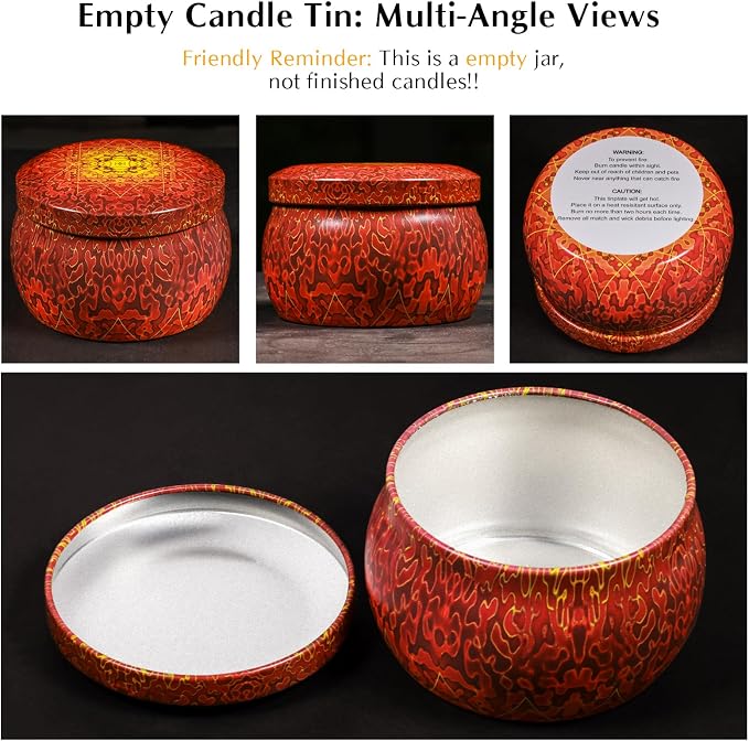 Domivirgo 24 Empty Candle Tins 4.5 oz with Lids - Simple Candle-Making Kit, Includes Wicks, Holders & Stickers, Multi-Purpose Storage Containers for Crafts & Small Items