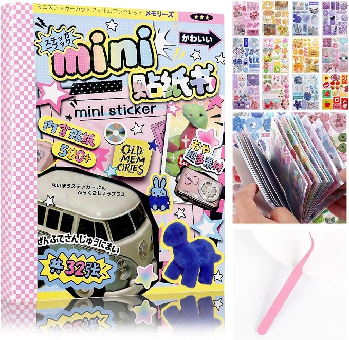 Tmtains 32 Sheets Japanese Manga Style Sticker Book 500+Pcs Heisei Retro Romantic Memory Series Manga Books Style Korean Sticker Aesthetic Japanese Stickers Book for Adults Valentine Gifts (Old Story)