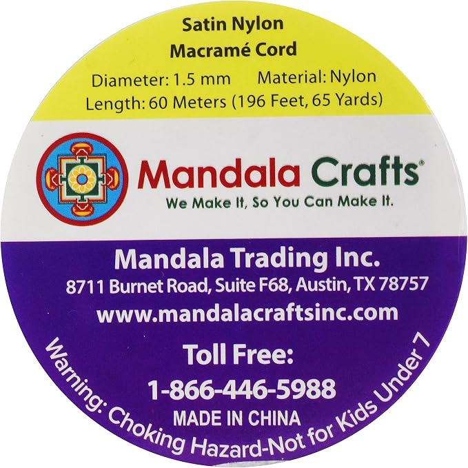 Mandala Crafts 1.5mm Mauve Rattail Nylon Satin Cord for Jewelry Making