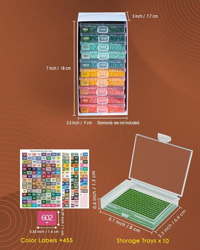 Diamond Art Trays With Lids, 10PCS Diamond Painting Trays, Gift Box