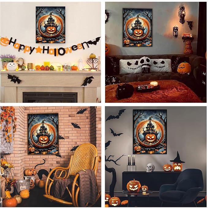 SUJINMEI Pumpkin Paint by Numbers Kit for Adults Without Frame 16X20 inch | Halloween House Adult Paint by Number Kits on Canvas, Pumpkin Paint by Numbers for Adults, Acrylic Paints for Home Wall Decor