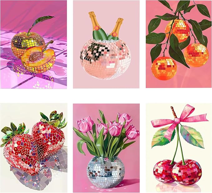 Ycydilirab 6 Pack Diamond Art Kits for Adults,Disco Theme 5D Diamond Painting Kits for Adults Beginner DIY Gem Painting Perfect for Gifts and Home Wall Decor 10x12inch