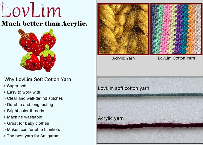 Milk-Cotton Crochet Yarn Kit, 10x50g Skeins DK Weight, 1250+ Yards, Hooks, Needles & Safety Eyes, 40+ Free Patterns, for Amigurumi, Crocheting & Knitting - Autumn Palette
