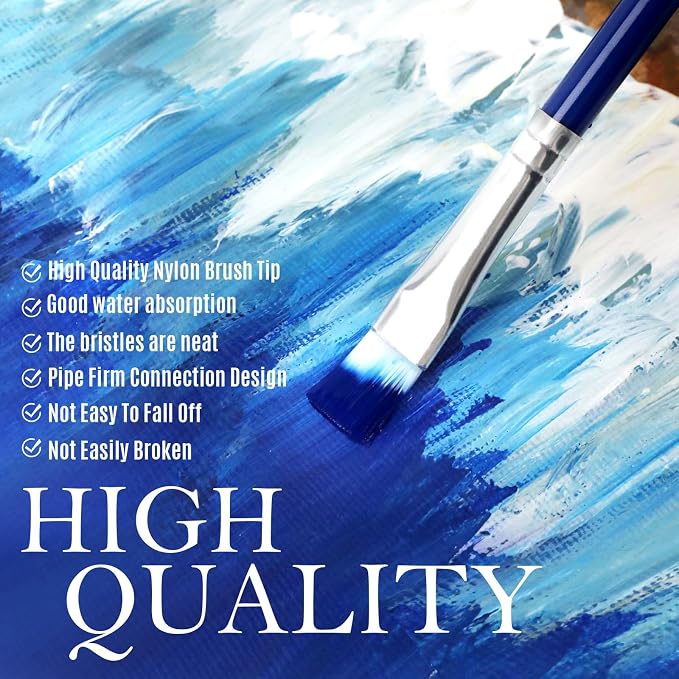 Halobios Paint Brushes Set, 20PCS Painting Brushes Different Types of Brushes for Acrylic Paint, Watercolor, Oil, Paint Brushes Bulk for Nail, Face Art, Craft, Rock Painting and School Project