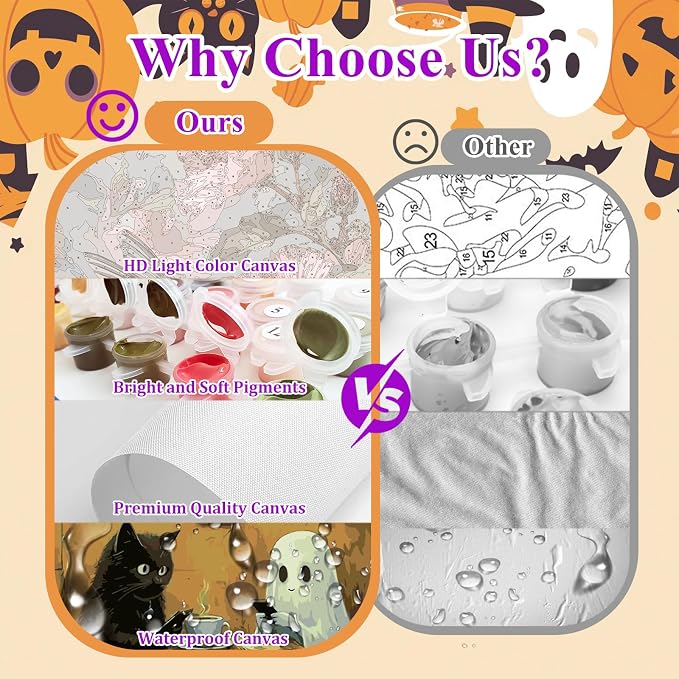 Ghost Paint by Numbers Kit for Adults, Adult Paint by Number Kits 16x20 in | Halloween Painting by Numbers for Adults, Acrylic Paint, DIY Crafts for Adults, Ideal Gifts or Home Wall Decor, Frameless