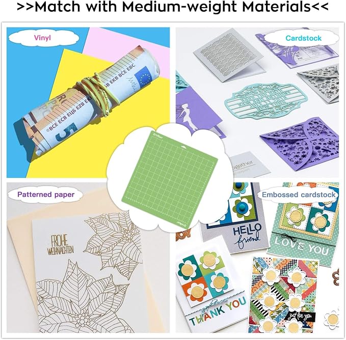 HTVRONT Cutting Mats 12x12, 2 Pcs, Compatible with Cricut Maker/Explore | Standard Light 2 Grip Variety Sticky Mats & Accessories, Compatible with Maker 4/3, Explore 5/4/3, Air 2/One