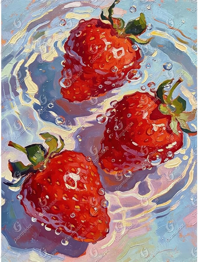 Gamteldot Strawberry Diamond Art Kits for Adults Beginner,DIY Strawberry Diamond Art 5D Full Drill Diamond Dot,Diamond Painting with Complete Tools,Gem Art Crafts for Home Wall Decor Gift-12x16in