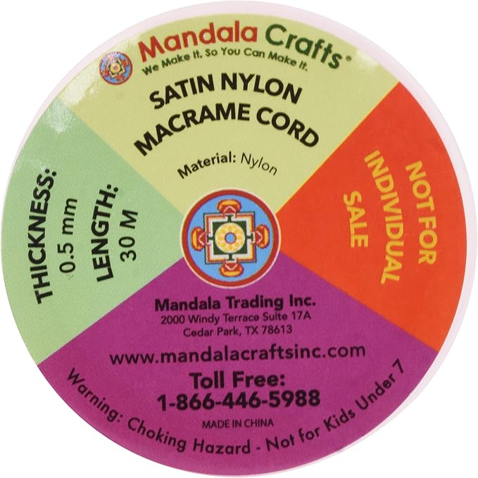 Mandala Crafts 0.5mm Assorted Rattail Nylon Satin Cord for Jewelry Making