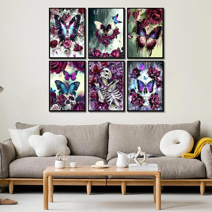 Leatrice Skull Diamond Painting Kits for Adults Butterfly Diamond Art Kits
