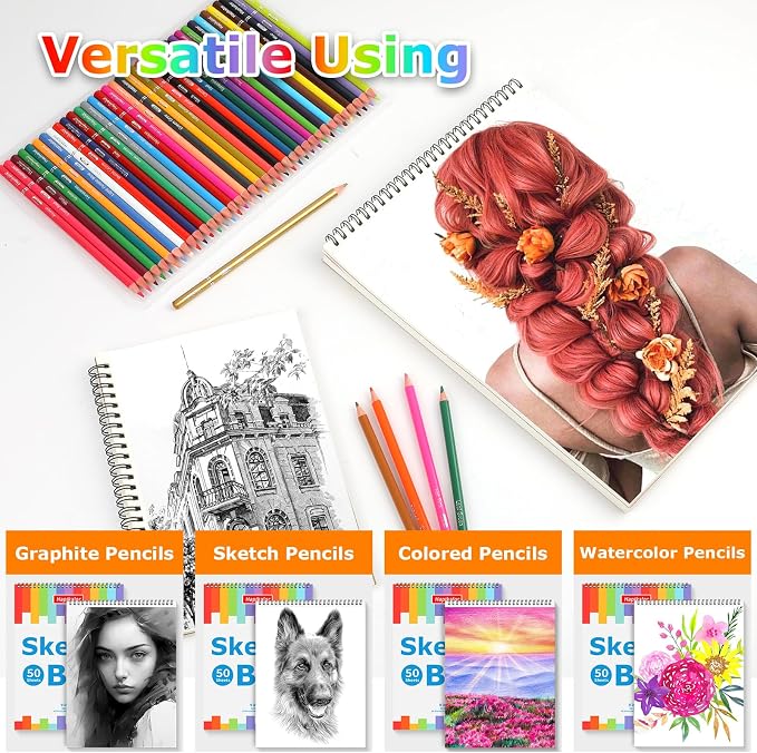 9" x 12" Sketch Book, 1-Pack 50 Sheets Spiral Bound Art Sketchbook Notebook | Acid Free Artist Drawing Book Paper, Art Supplies for Adults Kids, Coloring Book, Sketch Paper for Drawing Coloring Sketching