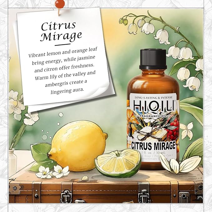 HIQILI Citrus Mirage Fragrance Oil for Diffuser, Candle