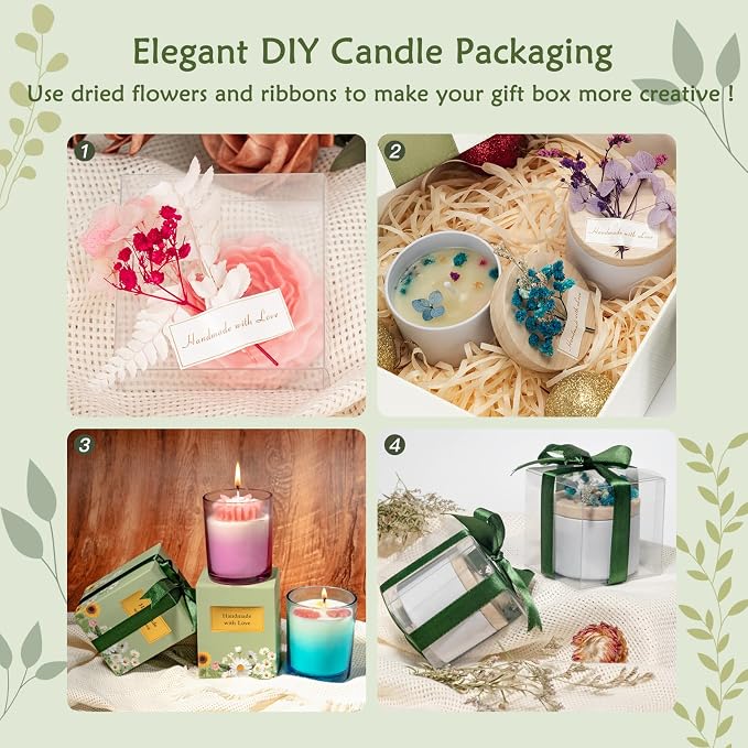 ZEROMX Candle Making Kit for Adults Beginners Full Set DIY Candle Supplies | Includes 8 candle jars, color dyes, floral molds & gift packaging. Ideal for home decor & creative DIY craft gifts.