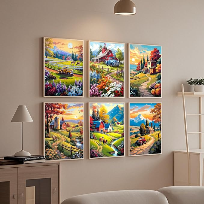 Leatrice 6 Pcs Landscape Diamond Painting Kits for Adults Diamond Art Kits