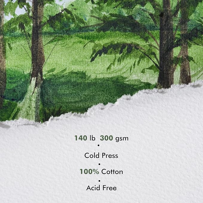 Fuumuui Watercolor Sketchbook 7.6"x7.6" Watercolor Journal with 30 Sheets Cold Pressed | 140 lb/300gsm Cotton Paper Acid-Free for Painting, Drawing, Art Journaling, Sketchbook As Travel Notebook