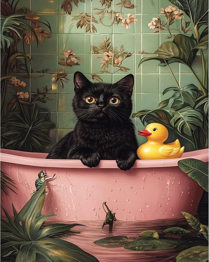 Ycydilirab Black Cat Paint by Numbers Kit for Adults - Black Cat Paint by Number for Adults,Canvas Paint by Numbers for Wall Art Decor 16×20 Inch
