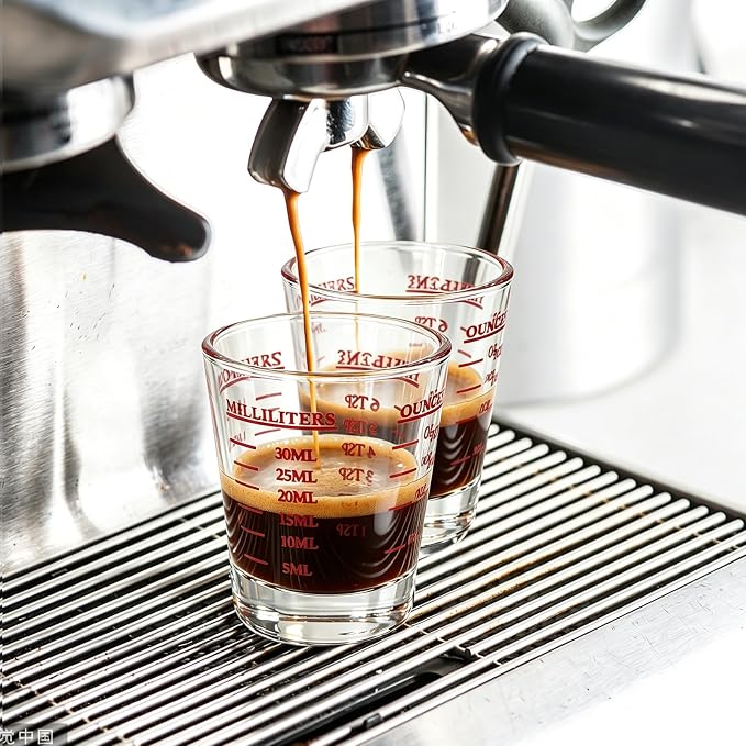 2 Pack High Borosilicate Shot Glass Measuring Cup,Espresso Shot Heavy Glass,Thick Base Liquid Measuring Cup 26-Incremental Measurement 1 OZ,2 TBS,6 TSP,30 ML