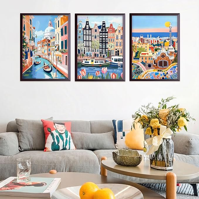 6 Pack Famous Buildings Diamond Painting for Adults,5D Diamond Art Painting for Adults Beginners,Scenic Spots DIY Full Drill Round diamonds Gem painting Crafts for Home Wall Decor and Gifts 10x12in
