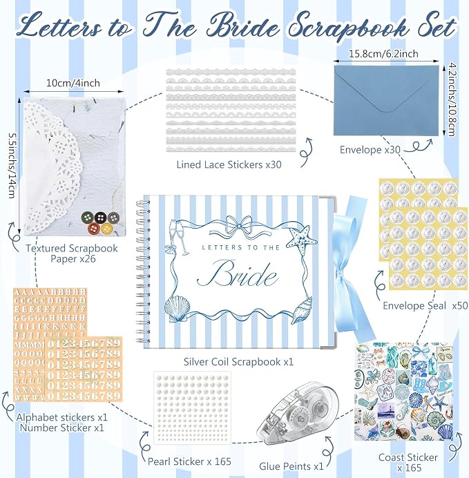Humyoun Letters to Bride Scrapbook,8.5 X 7 Inch,Ocean,Blue