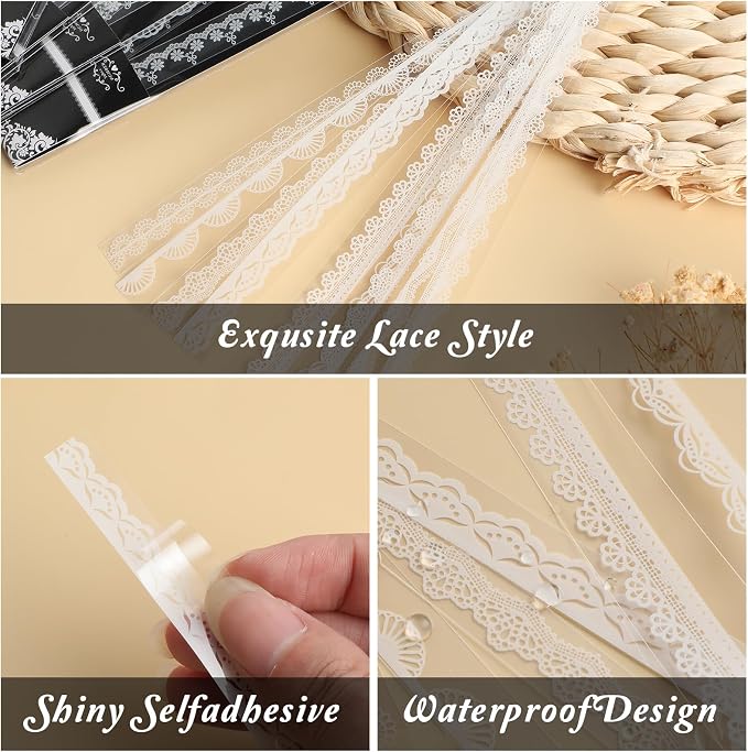 120 Pcs Coquette Lace Stickers - Vintage Aesthetic Scrapbook Stickers for Wedding Planners, Journals & Crafts