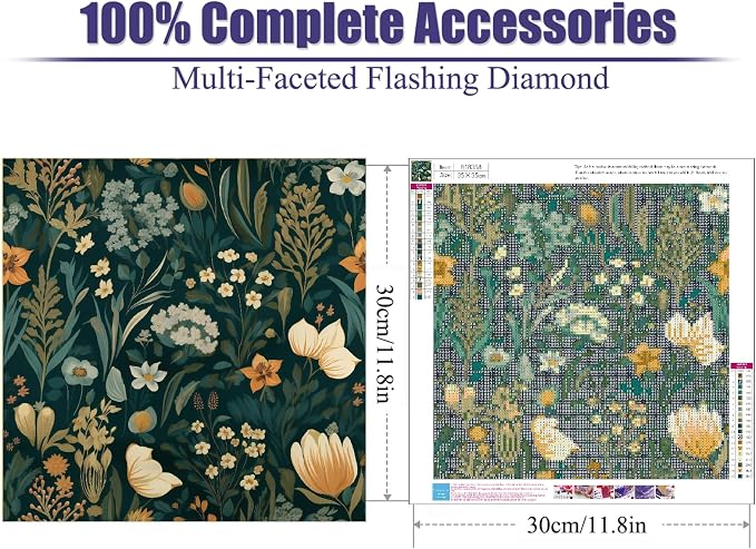 TCDZMYGS Diamond Art Kits for Adults,Flower Diamond Painting Kits for Adults Beginner,5D DIY Round Full Drill Gem Crystal Art,Adults Paint by Diamonds Dots for Home Wall Decor 13.8x13.8 inch