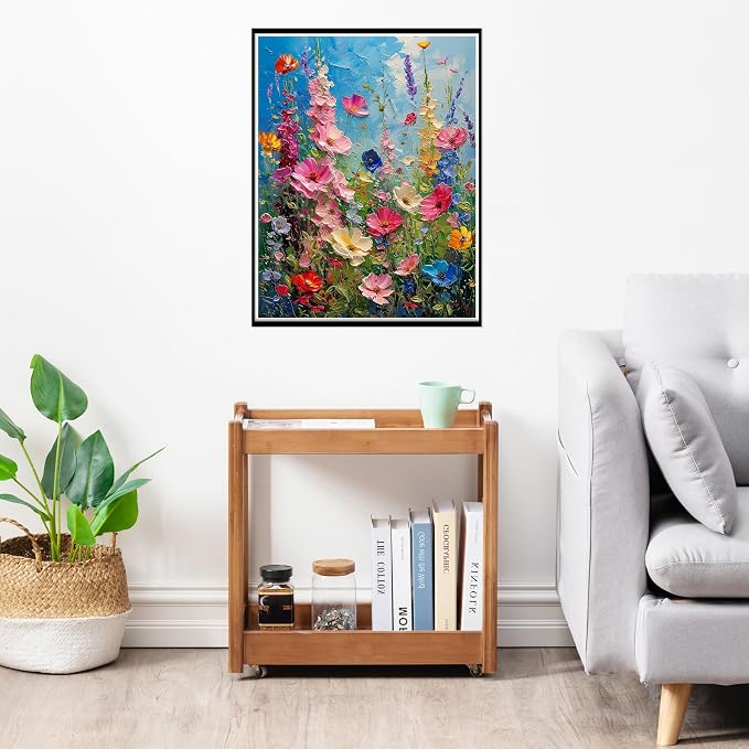 Ausanrl Wild Flowers Square Diamond Painting Kits - Square Drill Diamond Paintings Flowers,Square Diamond Art,DIY Flower Gem Painting for Adults and Crafts for Gifts and Home Wall Decor 12x16inch