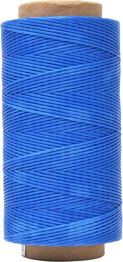 Mandala Crafts 210D 1mm Blue Flat Waxed Thread for Leather Sewing