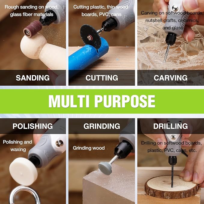 WORKPRO Mini Rotary Tool Kit, 3-Speed DIY Engraving, Carving & Cutting | Cordless Rotary, 71PC Accessories, Lightweight Handling, Comfortable Rubber Grip, USB-C Rechargable