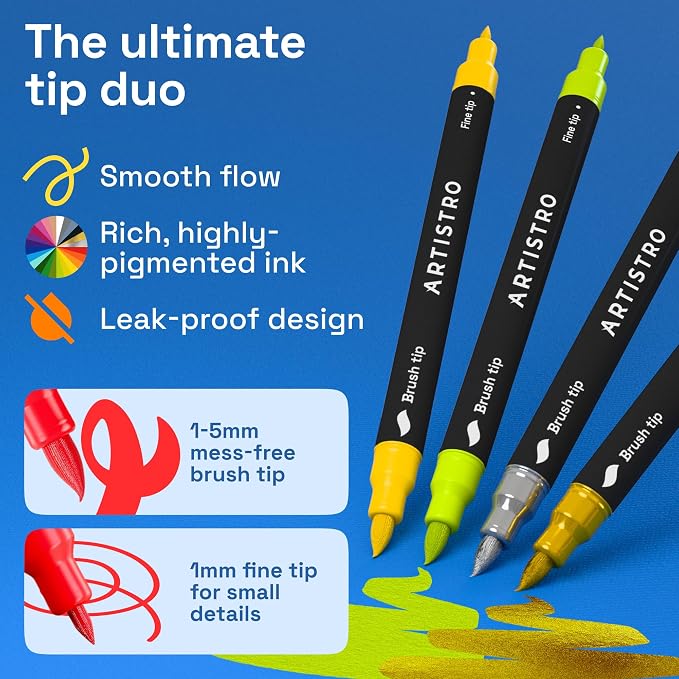 ARTISTRO 24 Glass Acrylic Paint Marker Pens - Glass Painting Kit
