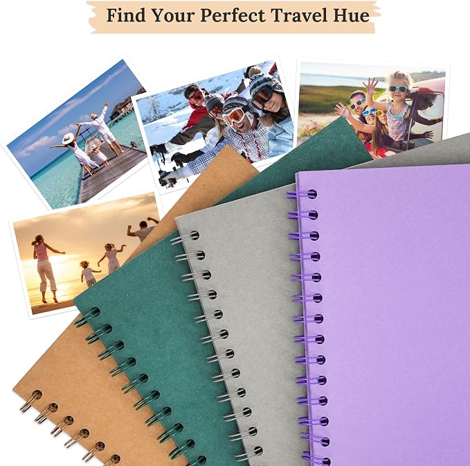 Scrapbook Photo Album 7"x7" 20 Sheets 40 Pages Hardcover Kraft Paper Khaki