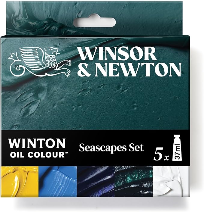 Winsor & Newton Winton Oil Color Paint Set, Seascape, 5 x 37ml Tubes | Artist pigments, Durable, Lightfast, Permanent, Uniform Consistency, Great Pigment Load