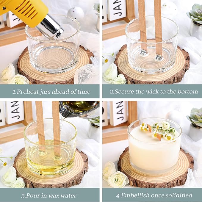 CONNOO 6 Pack 16oz Clear Wide Mouth Glass Candle Jars