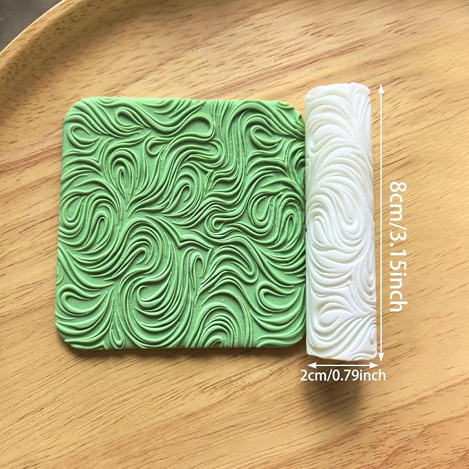 Polymer Clay Texture Roller Work with Polymer Clay Cutters for DIY Earrings Jewelry Making Craft Supplies(Linear Water Ripple Pattern)