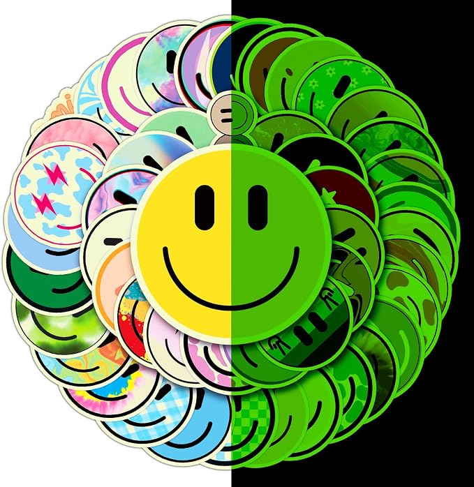 50PCS Smile Glow in The Dark Stickers