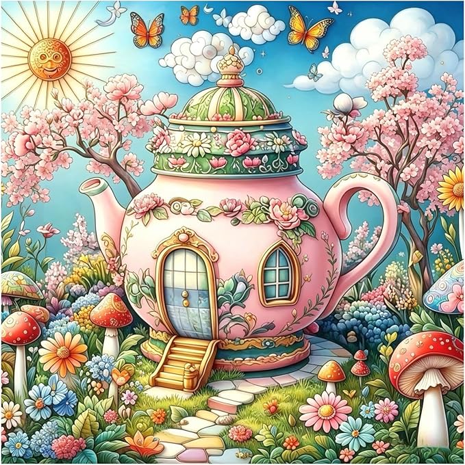xcemhil Fairy Tale Paint by Numbers Kit for Adults Beginner, Fairy Tale Acrylic Paint by Number Kits Suitable for Home Wall Art Decor Gifts 16x16 Inch