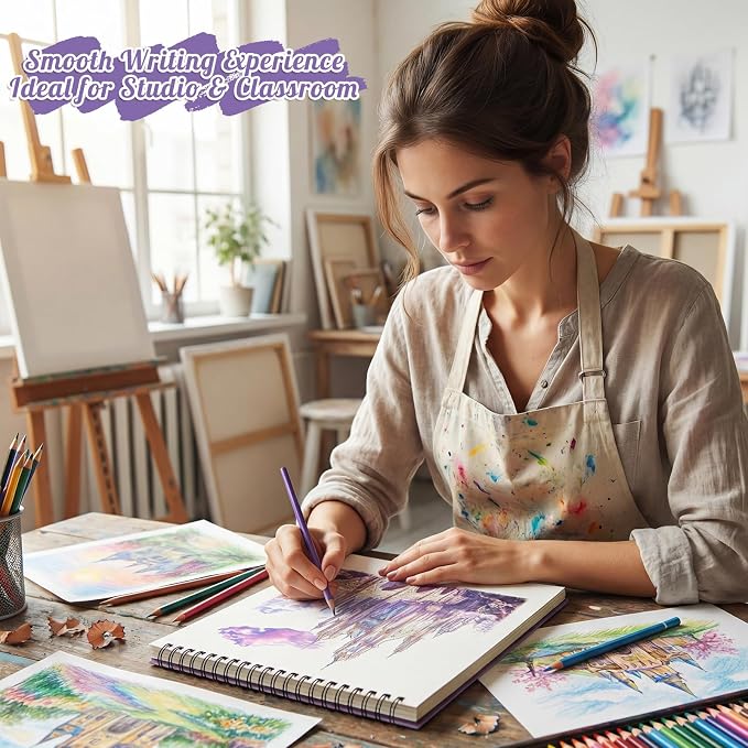 Prudiut Sketch Book 3 Pack, 8.5 × 11 in, Spiral Bound, Violet | 50 Sheets Each, 68 Lb Acid-Free Paper, Perforated Pages, Backboard Support, for Pencil, Charcoal, Pastel