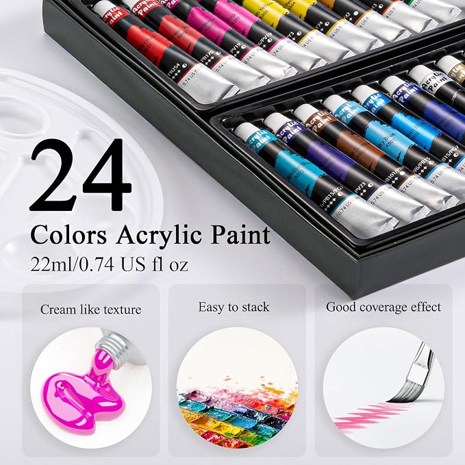 Inburit Acrylic Paint Set for Kids & Adults, Art Supplies Kit with Canvas