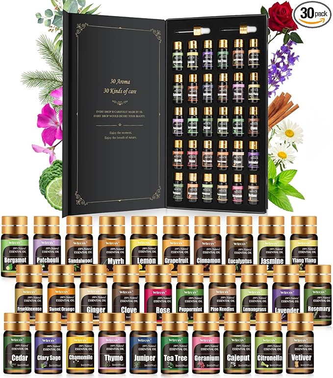 Essential Oils Gifts Set - Diffuser Oil, 30 x 5ml | Perfect for Diffuser, Humidifier,Aromatherapy, Massage,Skin & Hair Care