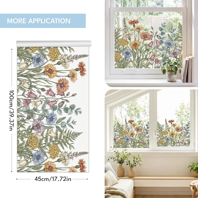 ADD.HERES Stained Glass Window Film, Window Film Decorative, 17.5 x 78.7 in