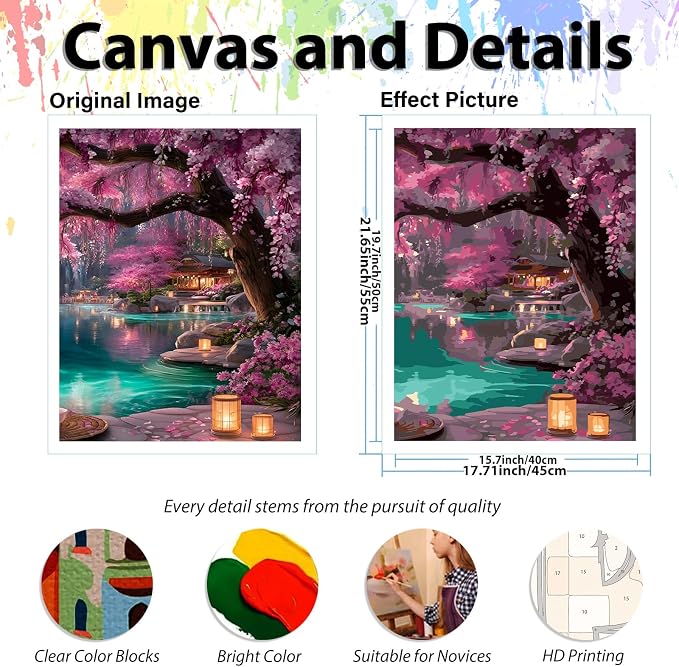 Tree Paint by Numbers Kit for Adults, Adult Paint by Number Kits 16x20 Inch | Paint by Numbers Kit for Adults, Acrylic Painting by Numbers, DIY Arts and Crafts for Gifts or Home Decor